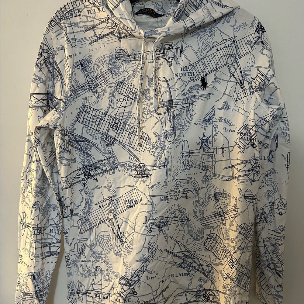 Polo Ralph Lauren White and Blue Graphic hooded t shirt - Picture 5 of 8